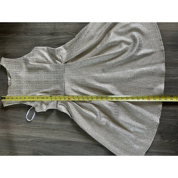 Dorothy Perkins women Sz 8 White Gold Shimmer Dress Pockets A Line Sleeveless - Picture 8 of 9